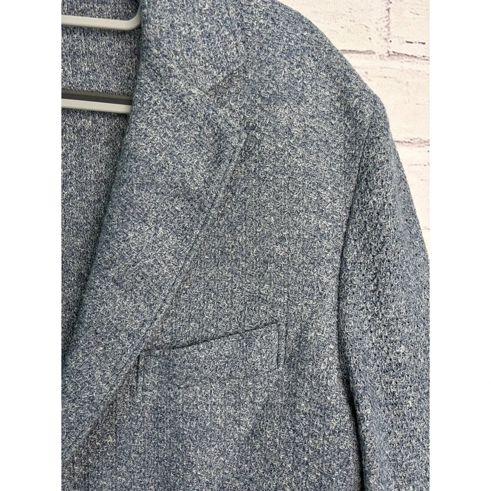 Eleventy Milano Mens Blue Linen Cotton Knit Blazer Jacket 54 IT
